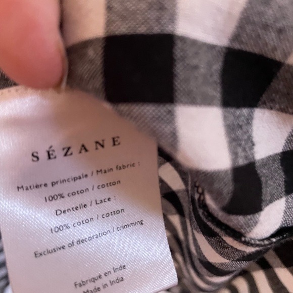 Sezane Laurette Top Black and White Vichy Print 10/42 - Picture 9 of 10